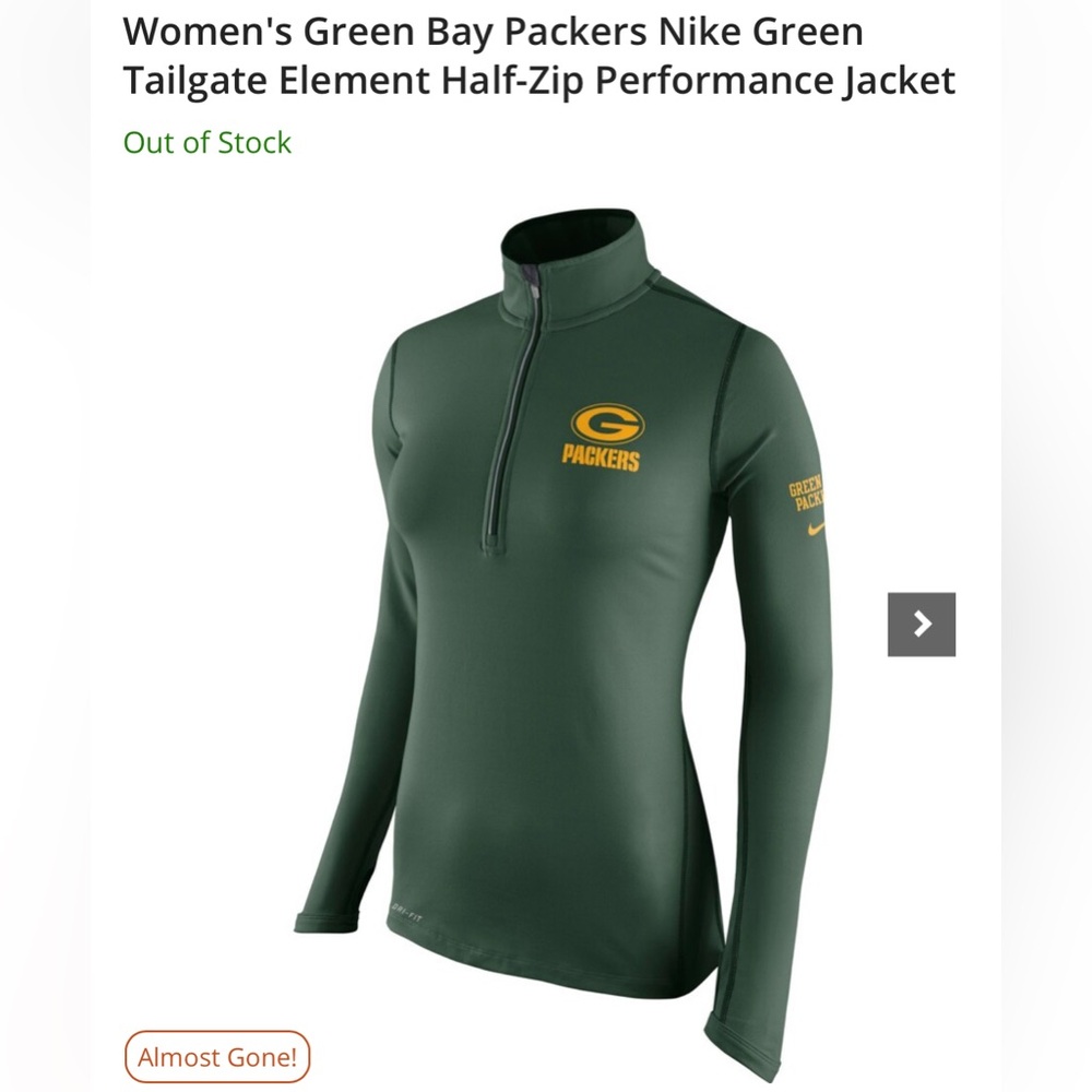 Women's Green Bay Packers Nike Green Tailgate Element Half-Zip